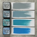 Tim Holtz Mini Distress Oxide Pads - Kit 4 (Includes Weathered Wood/Stormy Sky/Peacock Feathers/Salty Ocean)