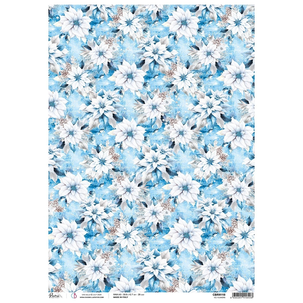 Ciao Bella Paper - Ice Flowers A3 rice paper (SINGLE Sheet)