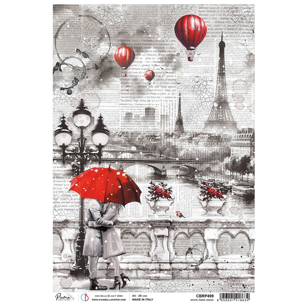 Ciao Bella Paper - White Magic Paris A4 rice paper (SINGLE Sheet)