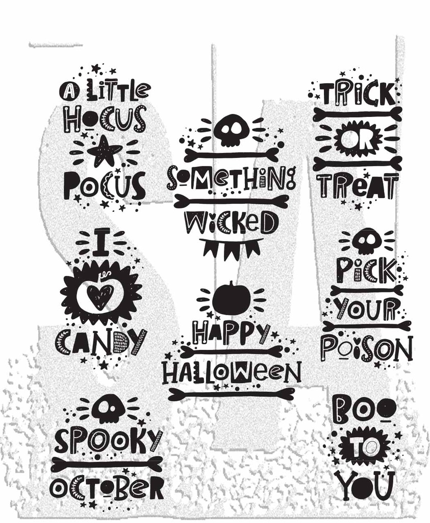 Tim Holtz - Stampers Anonymous Cling Stamps - Halloween Whatnots