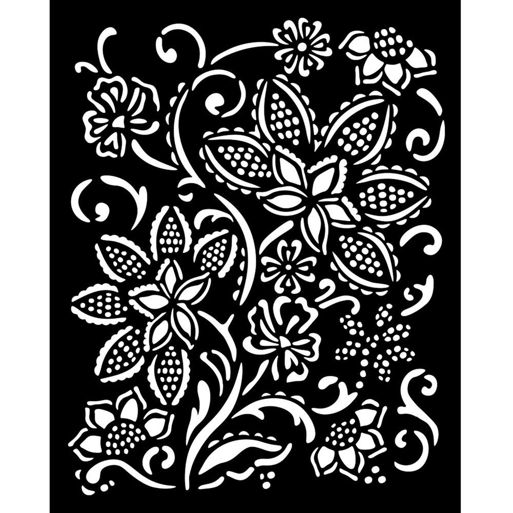Stamperia - Timeless - Batik Flowers Stencil (20x25cm)