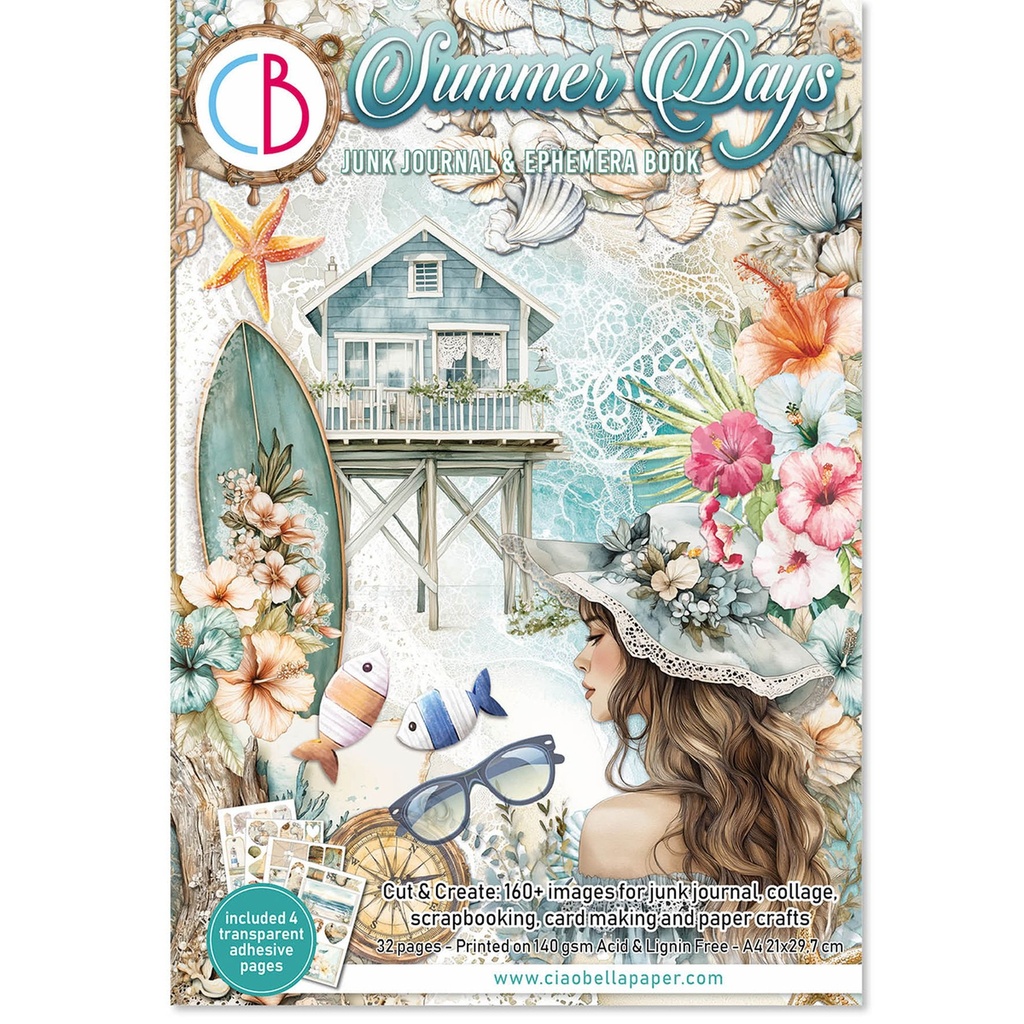 Ciao Bella Paper - Summer Days Junk Journal Ephemera Book (Shipping from 2nd June)