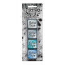 Tim Holtz Mini Distress Oxide Pads - Kit 4 (Includes Weathered Wood/Stormy Sky/Peacock Feathers/Salty Ocean)