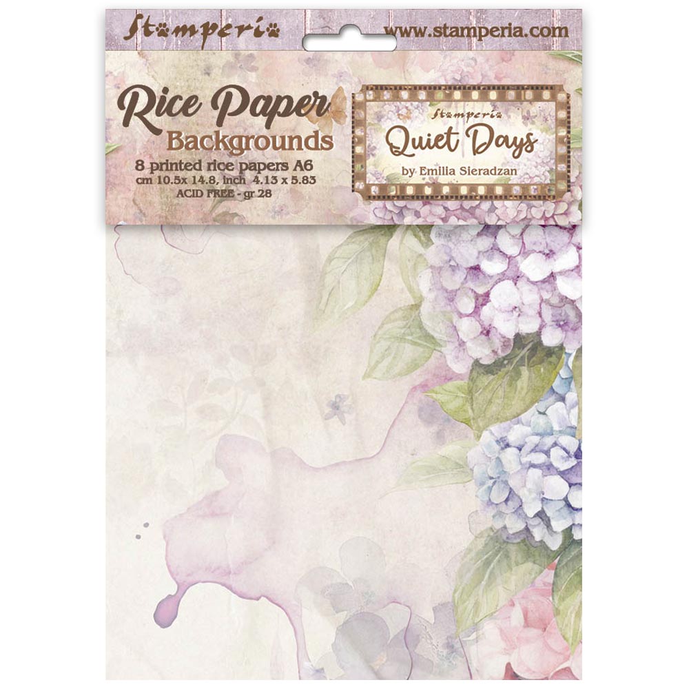 Stamperia - Quiet Days - A6 Backgrounds Rice Paper Backgrounds (8 designs)