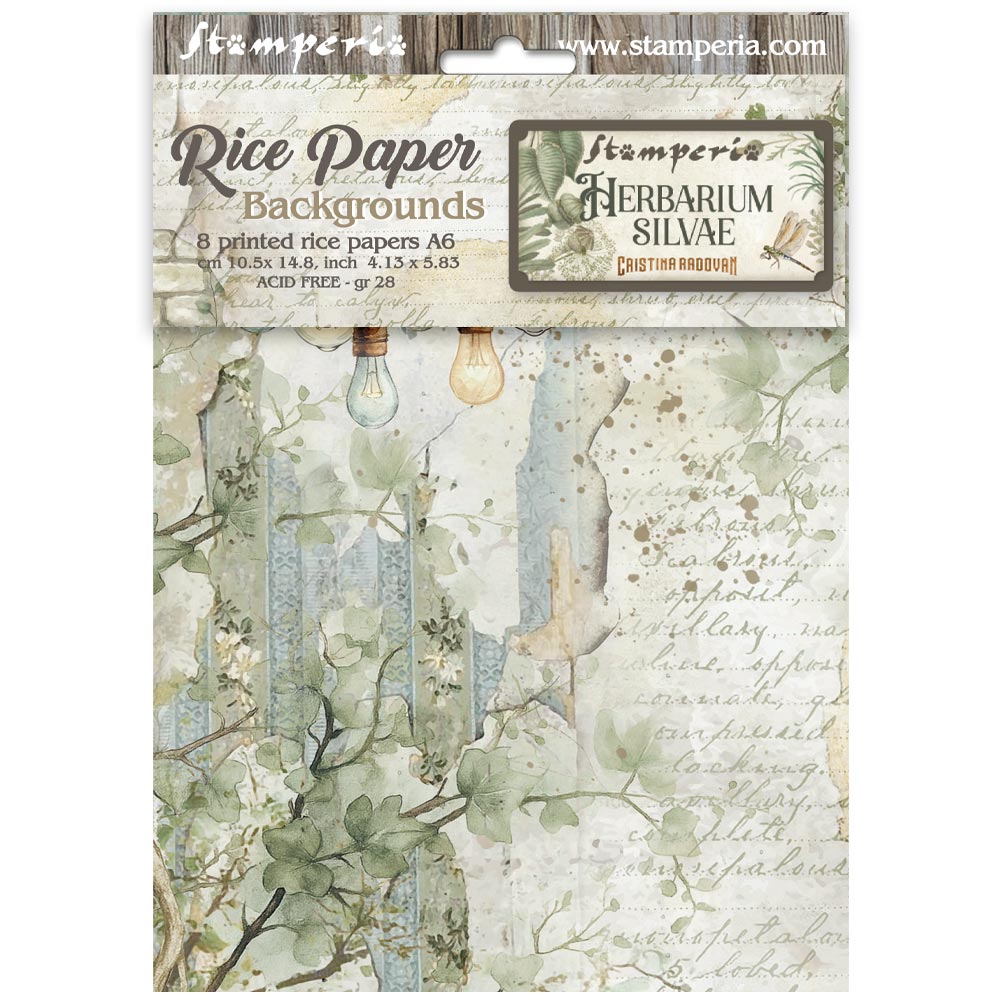 Stamperia - Herbarium Silvae - A6 Rice Paper Backgrounds (8 designs)