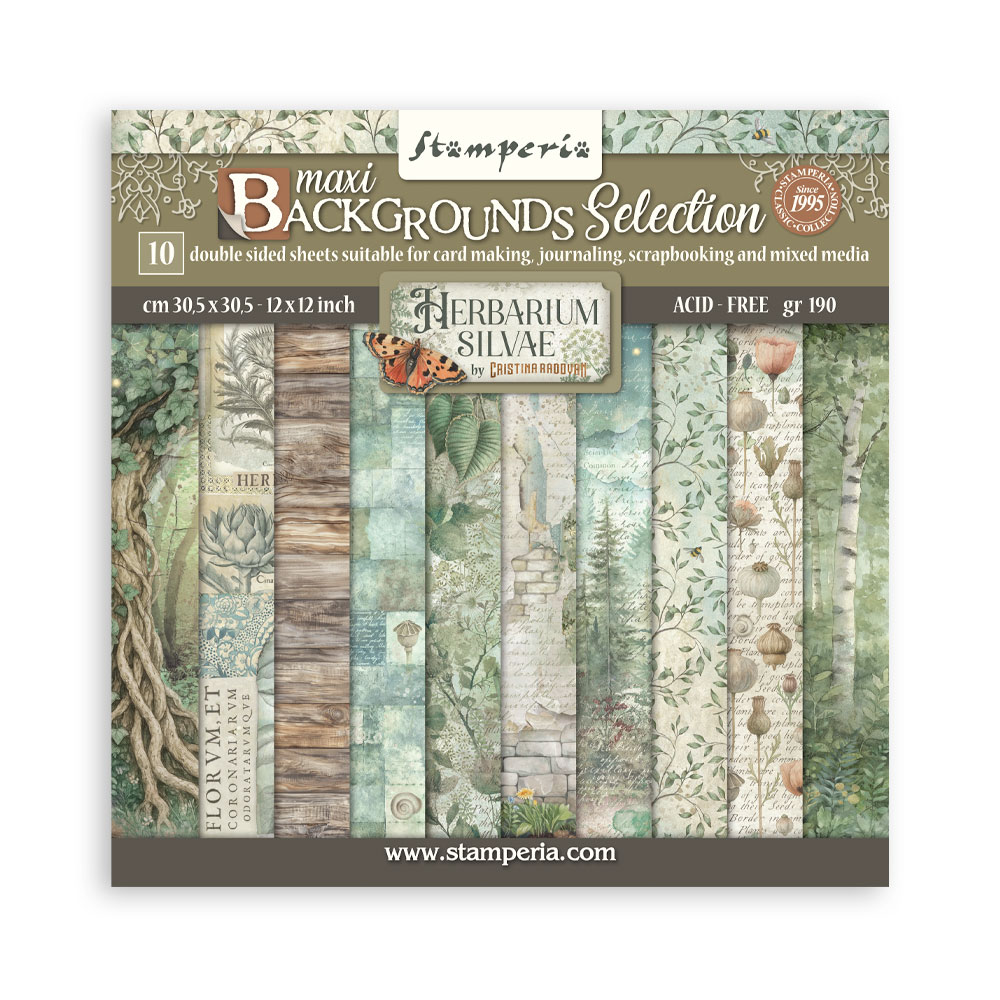 Stamperia - Herbarium Silvae - 12"x12" Backgrounds Scrapbooking Pad
