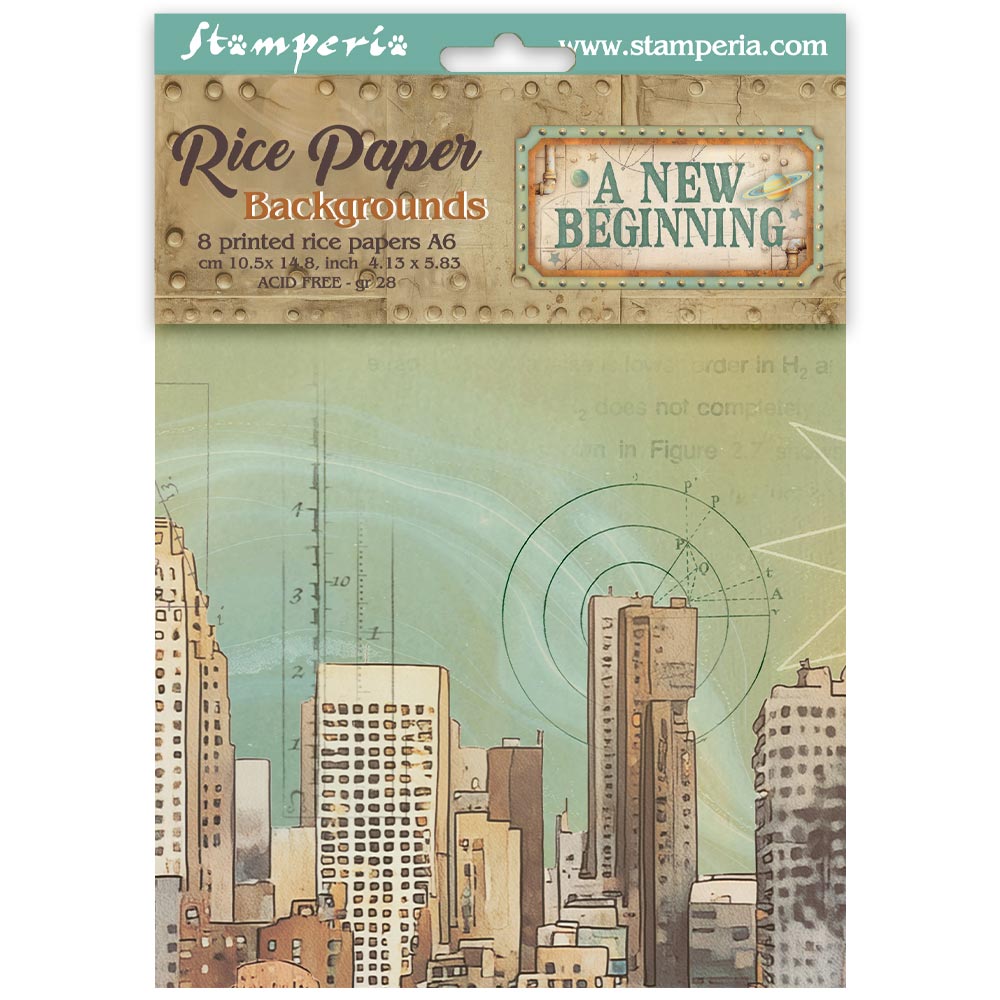 Stamperia - A New Beginning - A6 Rice Paper Backgrounds (8 designs)