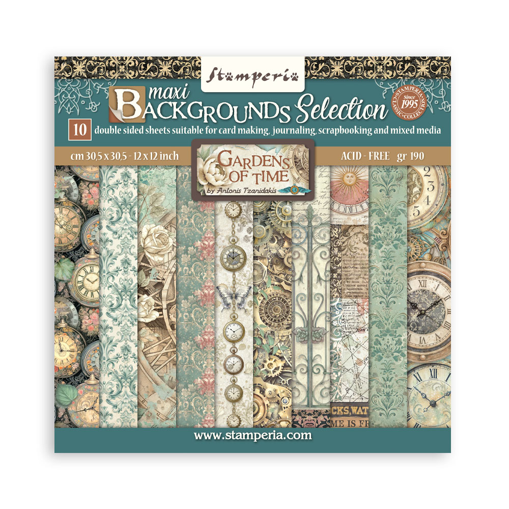 Stamperia - Gardens of Time - 12"x12" Backgrounds Scrapbooking Pad 
