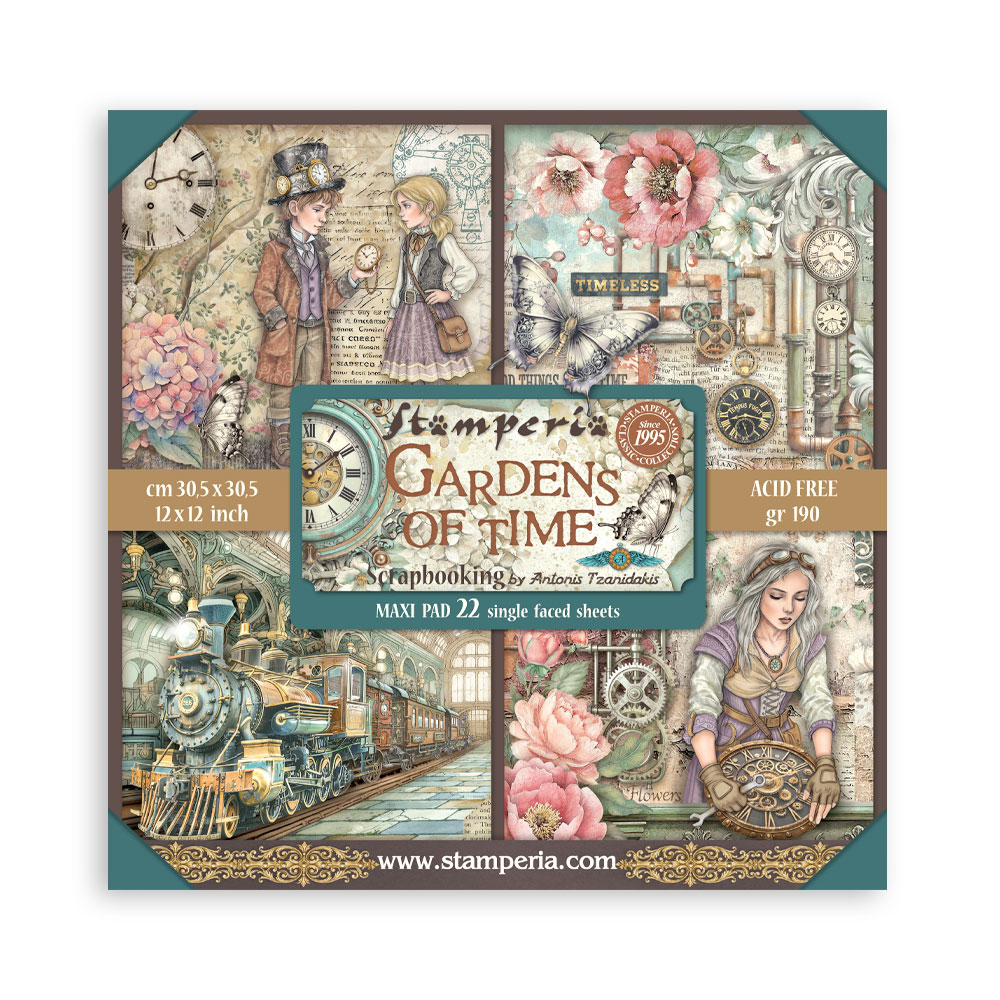 Stamperia - Gardens of Time - 12"x12" Single Faced Scrapbooking Pad 
