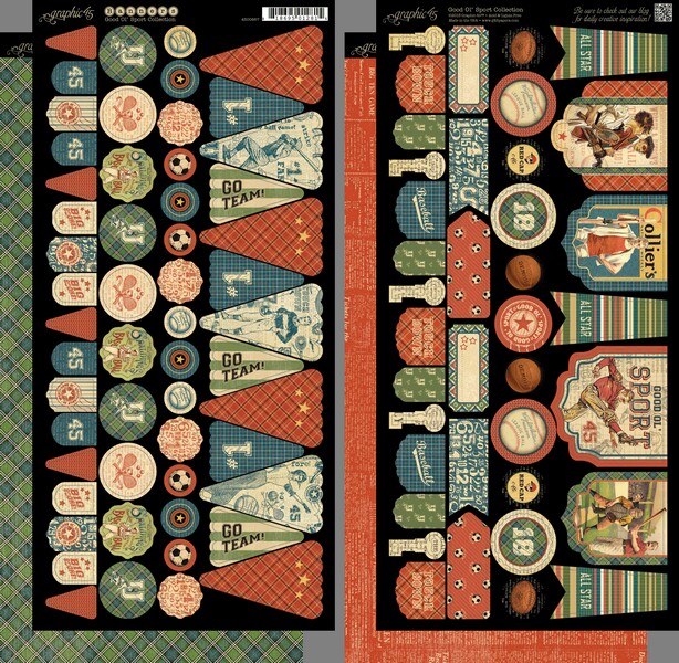 Graphic 45 - Good Ol' Sport 12"x12" Banners Stickers