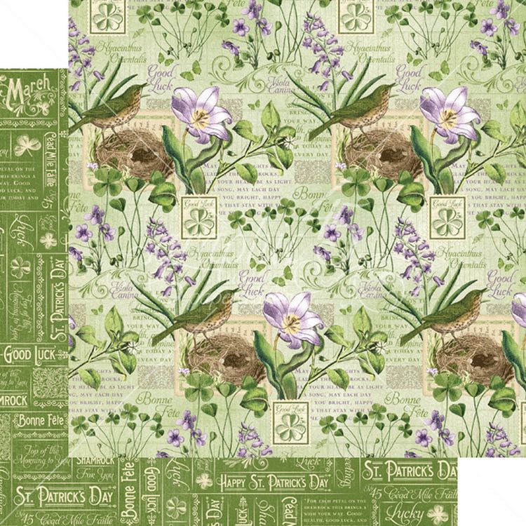 Graphic 45 - Time to Flourish - March Flourish 12"x12" Paper (x10 sheets)