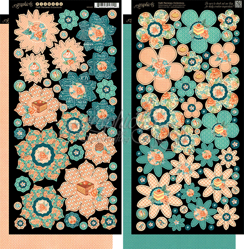 Graphic 45 - Cafe Parisian Cardstock Flowers