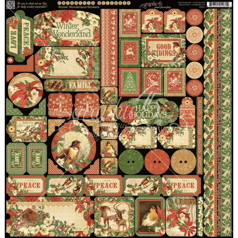 Graphic 45 Winter Wonderland Decorative Stickers