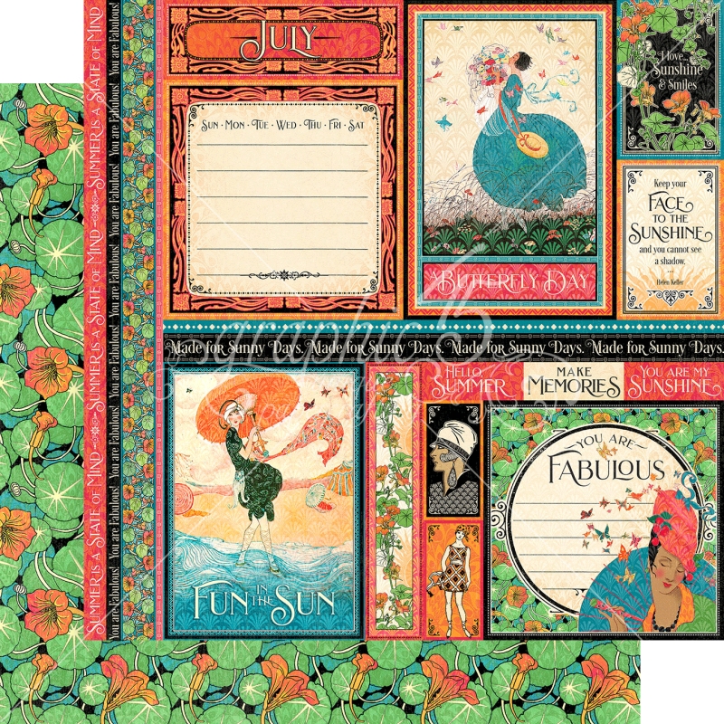 Graphic 45 - Fashion Forward - July 12"x12" Paper (x5 Sheets)