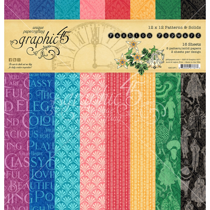 Graphic 45 - Fashion Forward 12"x12" Patterns & Solid Pad