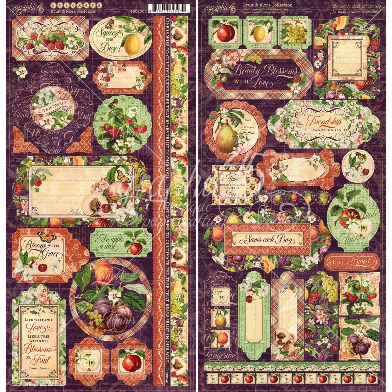 Graphic 45 - Fruit & Flora 12"x12" Stickers