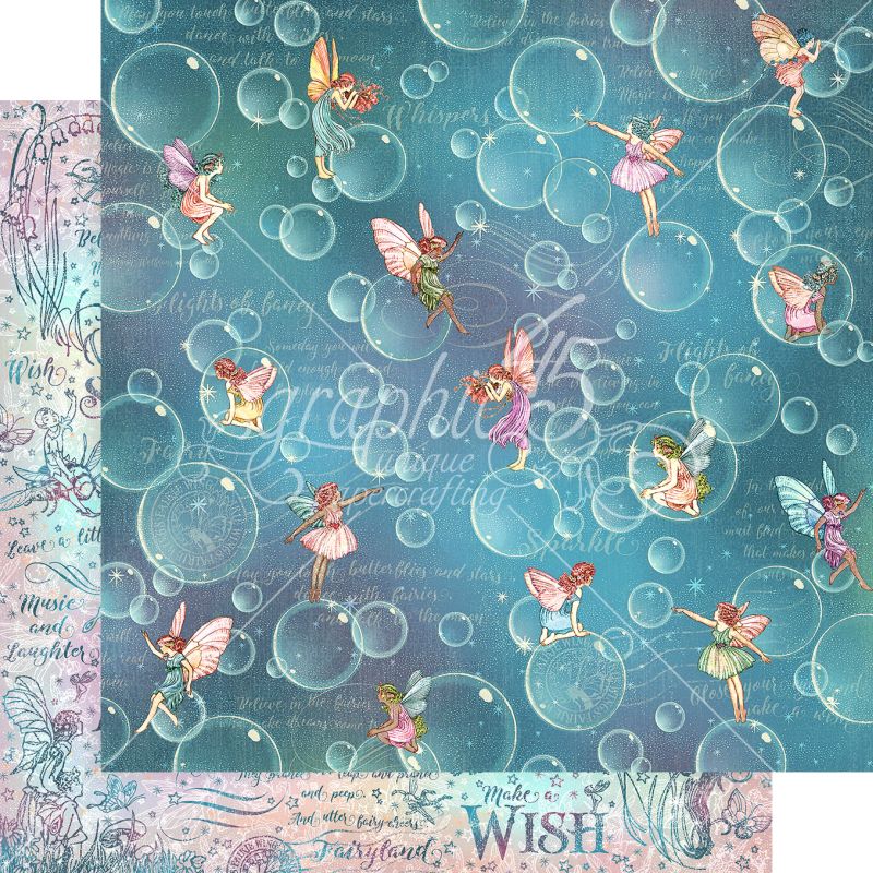 Graphic 45 - Fairie Wings - Blowing Bubbles 12"x12" Paper (x5 Sheets)