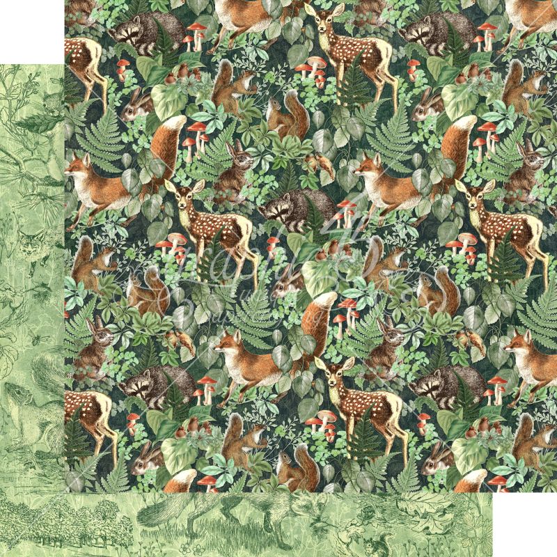 Graphic 45 - Woodland Friends - Be Wild 12"x12" Paper (x5 Sheets)