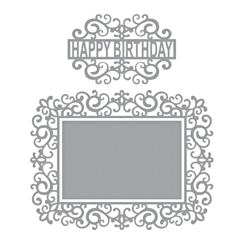 Spellbinders Shapeabilities - Swirl Happy Birthday Frame