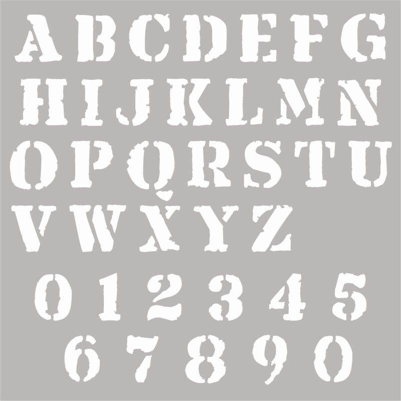 Sharon Callis Rusty Alphabet & Numbers 6"x6" Stencil