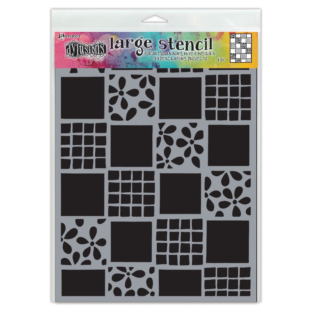 Dylusions Large 9"x12" Stencil - Square Dance