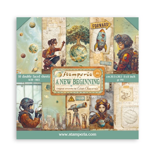 Stamperia - A New Beginning - 8"x8" Double Sided Scrapbooking Pad