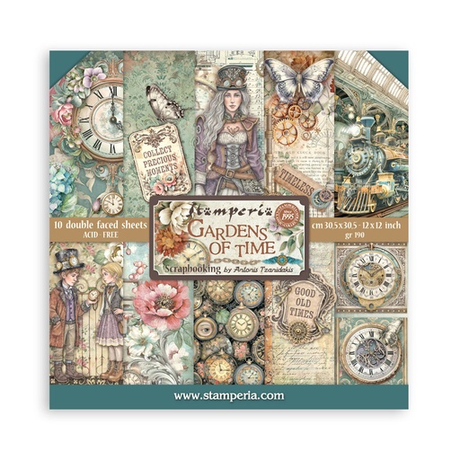 Stamperia - Gardens of Time - 12"x12" Double Sided Scrapbooking Pad