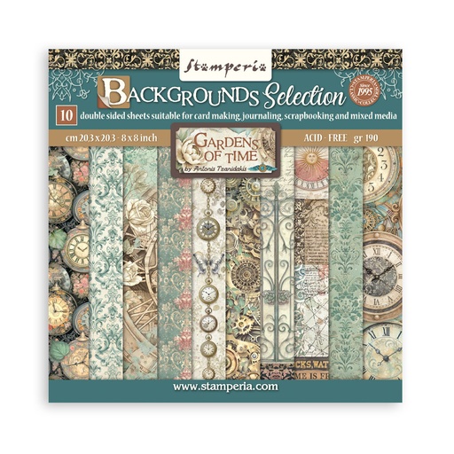 Stamperia - Gardens of Time - 8"x8" Backgrounds Scrapbooking Pad
