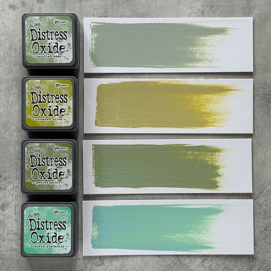 Tim Holtz Mini Distress Oxide Pads - Kit 3 (Includes Bundled Sage/Crushed Olive/Peeled Paint/Cracked Pistachio)