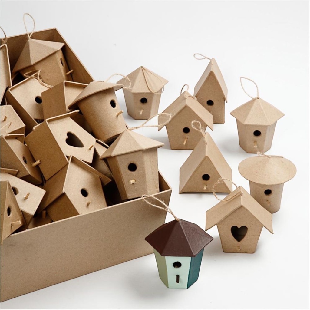 Creativ - Paper Mache Mini Bird Houses  - Assorted Designs (60pcs)