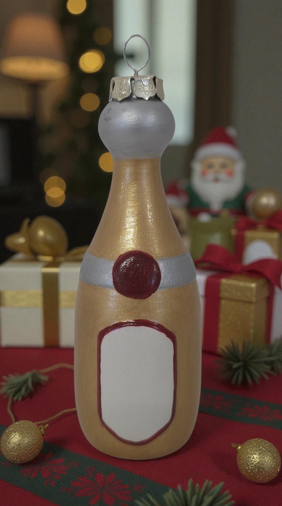 Champagne or Prosecco Bottle Bauble with cap-wire (Carton of 12)