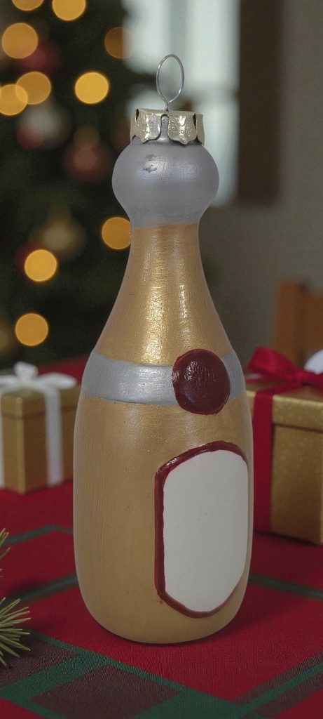 Champagne or Prosecco Bottle Bauble with cap-wire (Carton of 12)