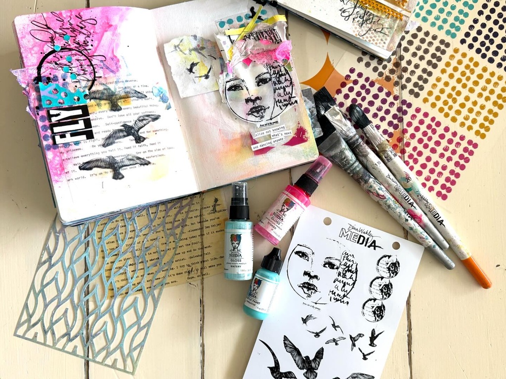 Dina Wakley MEdia Rubber Stamps - Let It Fly 