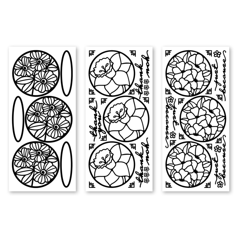 Stick 'n' Color Peel Off Set - Flower Circle Frame (3 sheets)