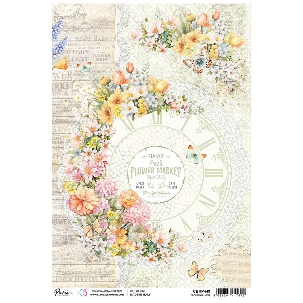 Ciao Bella Paper - Blooming Hour A4 Rice Paper (Single Sheet)