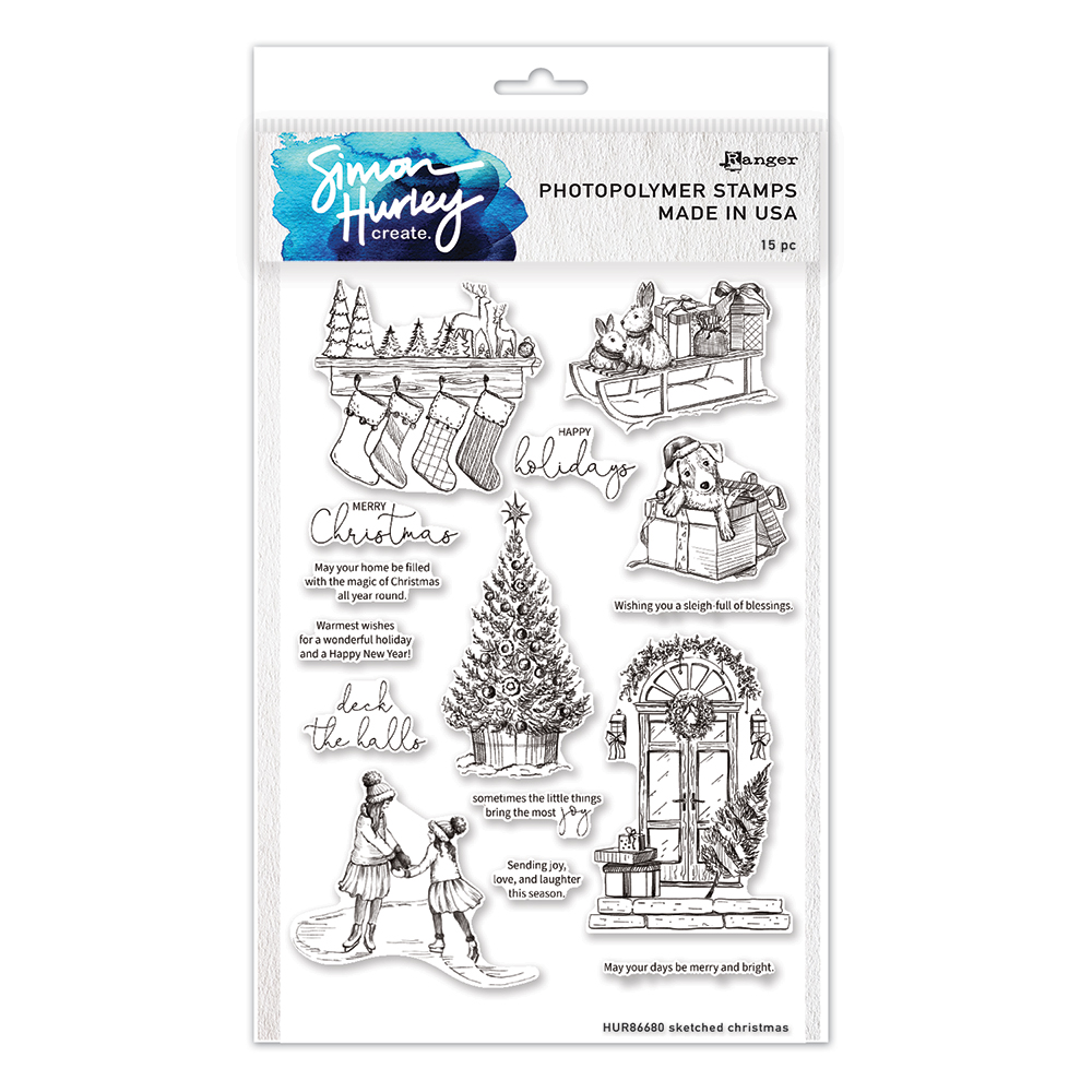 Simon Hurley - Sketched Christmas clear stamp set