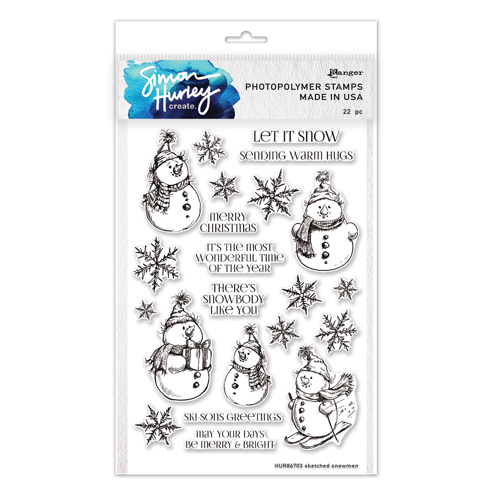 Simon Hurley - Sketched Snowmen clear stamp set