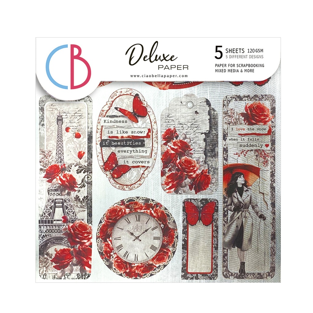 Ciao Bella Paper - Paris Je t’aime A4 Deluxe Silver Paper 