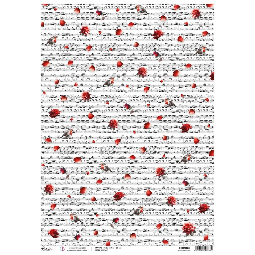 Ciao Bella Paper - Rose Whispers A3 rice paper (SINGLE Sheet)