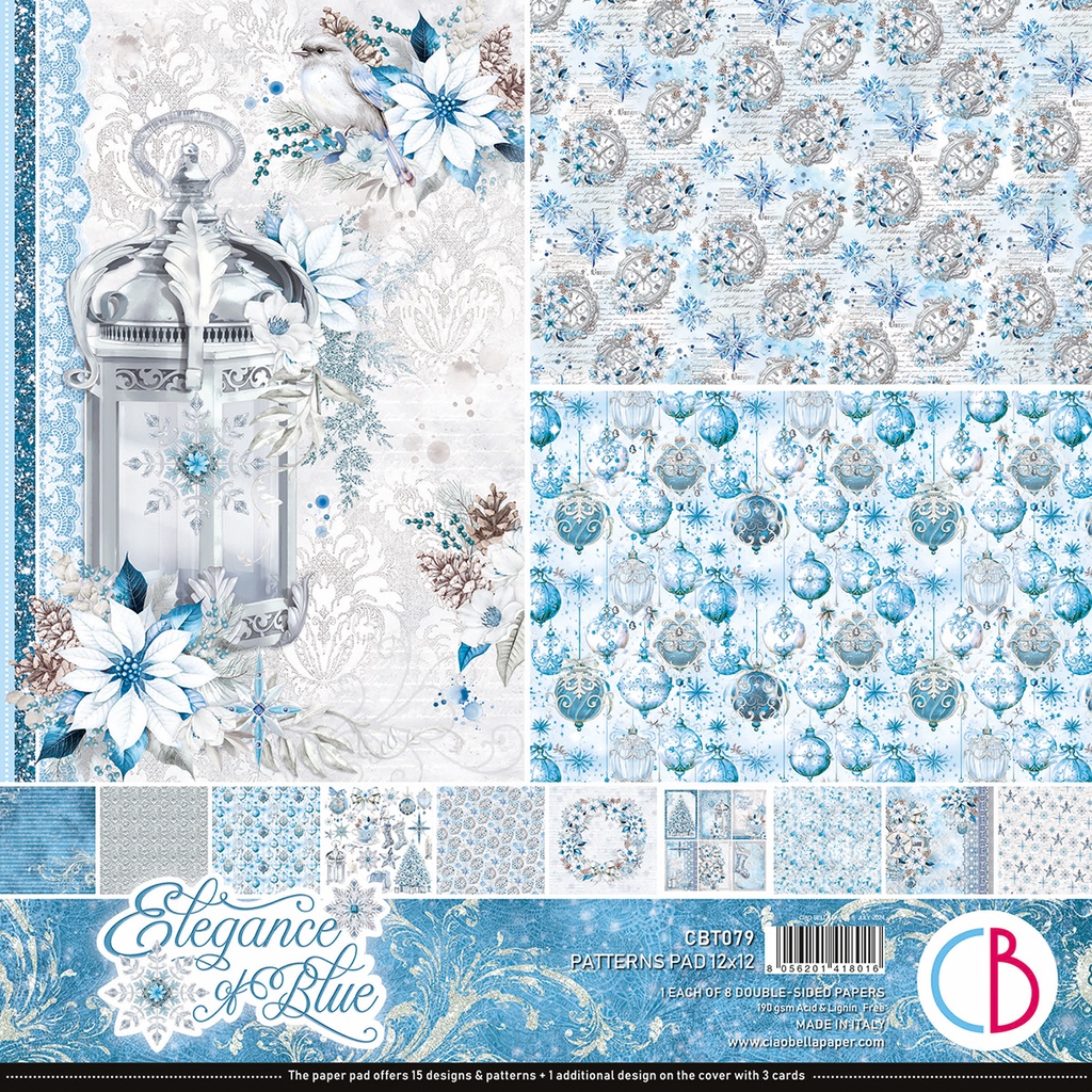 Ciao Bella Paper - Elegance of Blue Patterns Pad (12"x12")