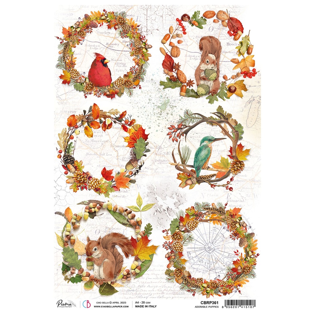 Ciao Bella Paper - Autumn Compositions A4 rice paper (SINGLE Sheet)