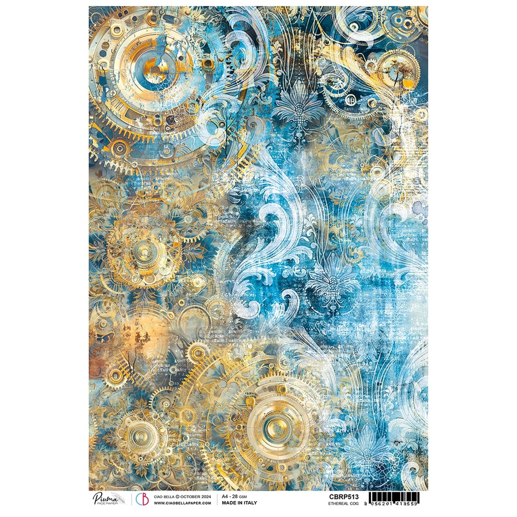 Ciao Bella Paper - Ethereal Cog A4 rice paper (SINGLE Sheet)