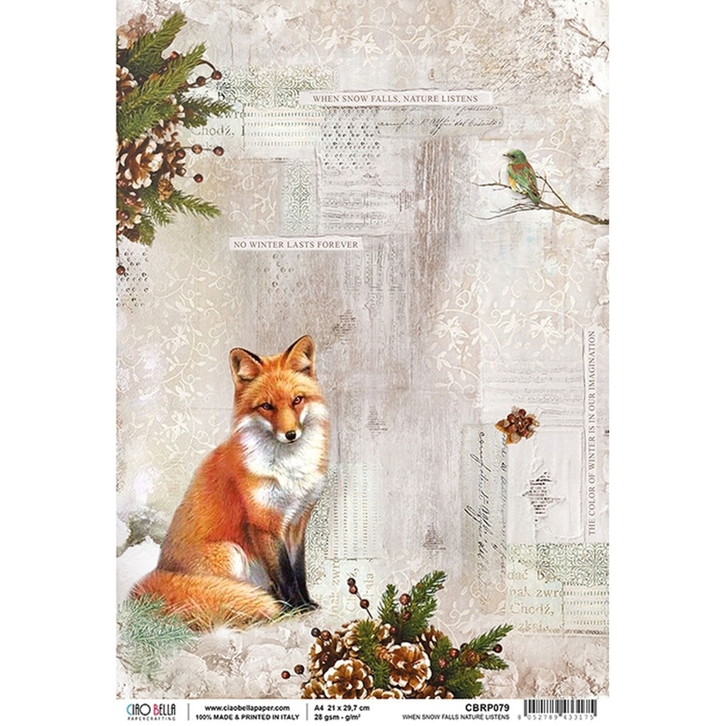 When Snow Falls Nature Listens  - Ciao Bella Piuma Rice Paper A4 - 5 Pack