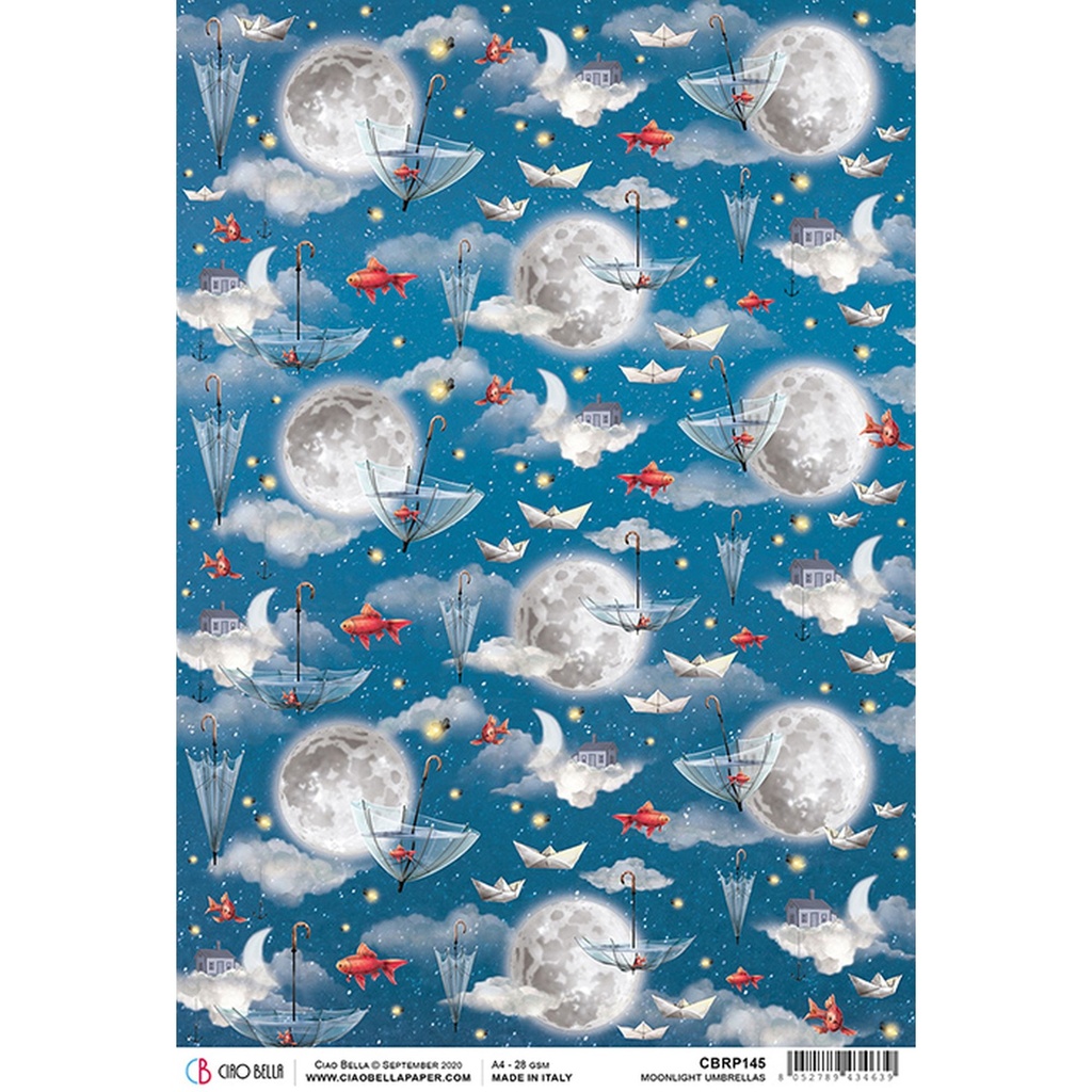 Ciao Bella Paper - Moonlight Umbrellas A4 rice paper (5 Pack)