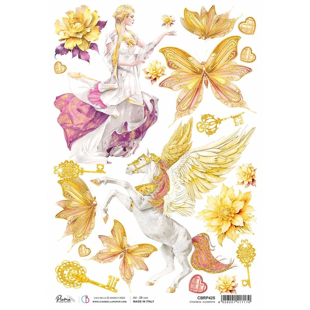 Ciao Bella Paper - Glass Ethereal Elements A4 rice paper (5 Pack)