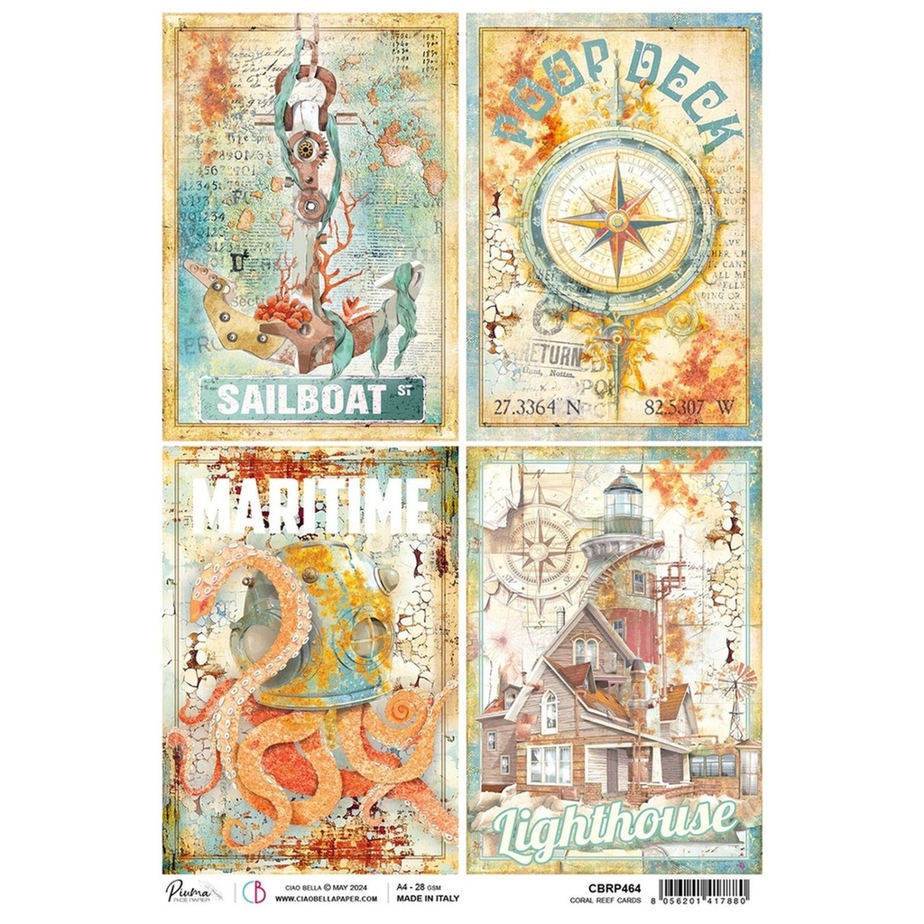 Ciao Bella Paper - Coral Reef Cards A4 Rice Paper (5 pack)