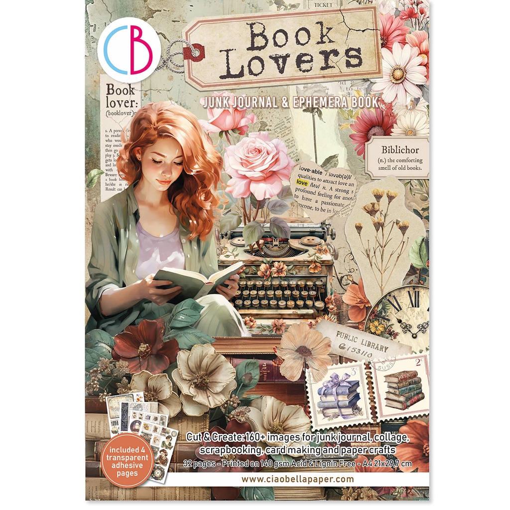 Ciao Bella Paper - Book Lovers Junk Journal Ephemera Book 