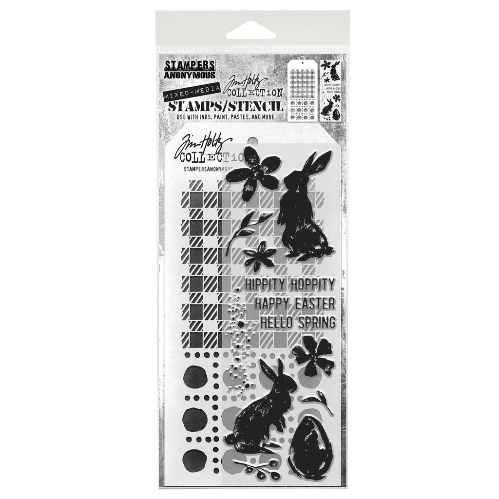 Tim Holtz Mixed-Media Stamps & Stencil Set - Spring Shadows
