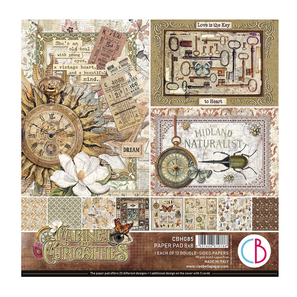 Ciao Bella Paper - Cabinet of Curiosities Paper Pad (8"x8")