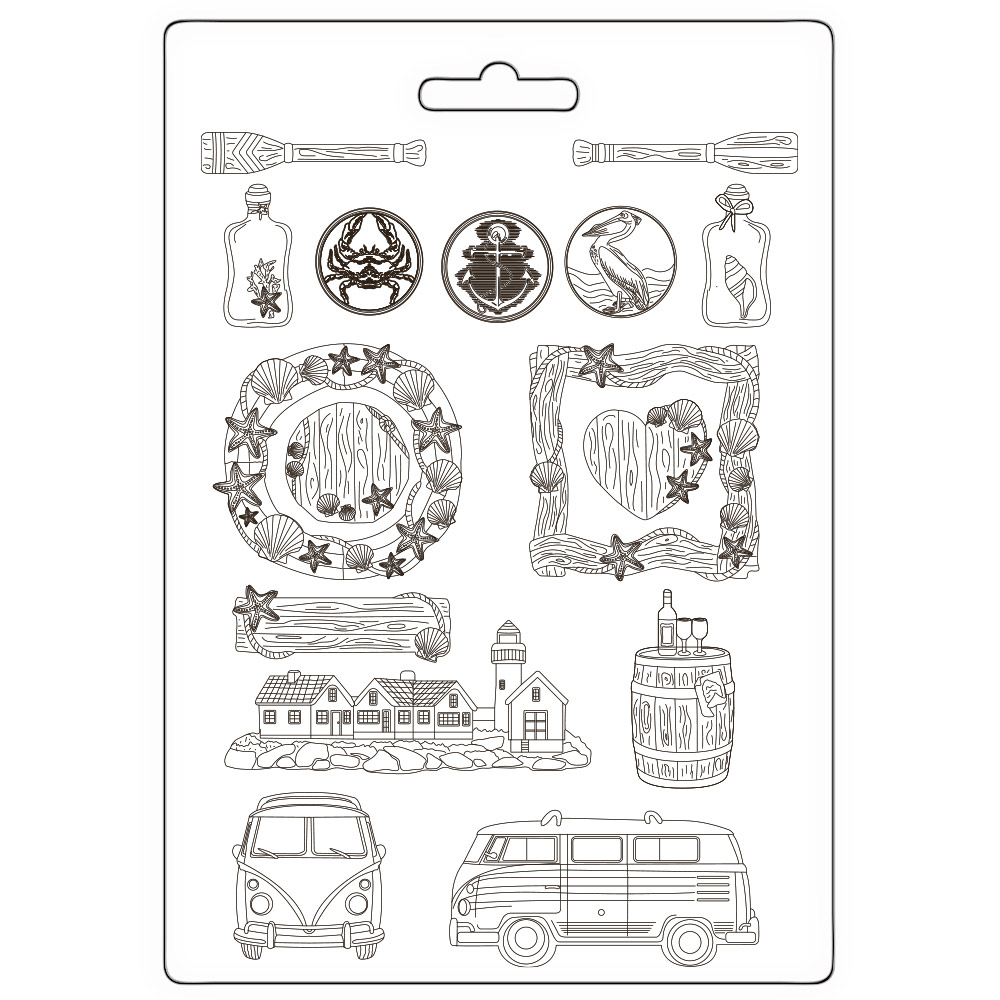 Stamperia - Silent Sea - A4 soft mould - Houses and Lighthouse